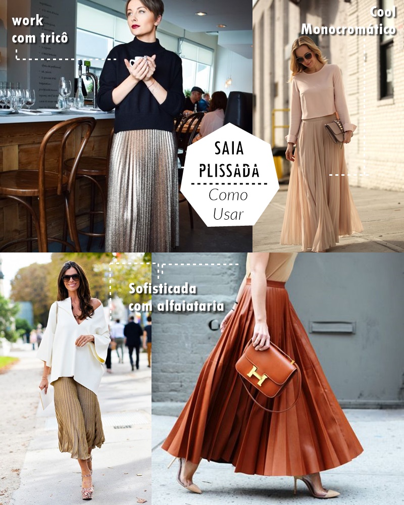saia plissada quadril largo